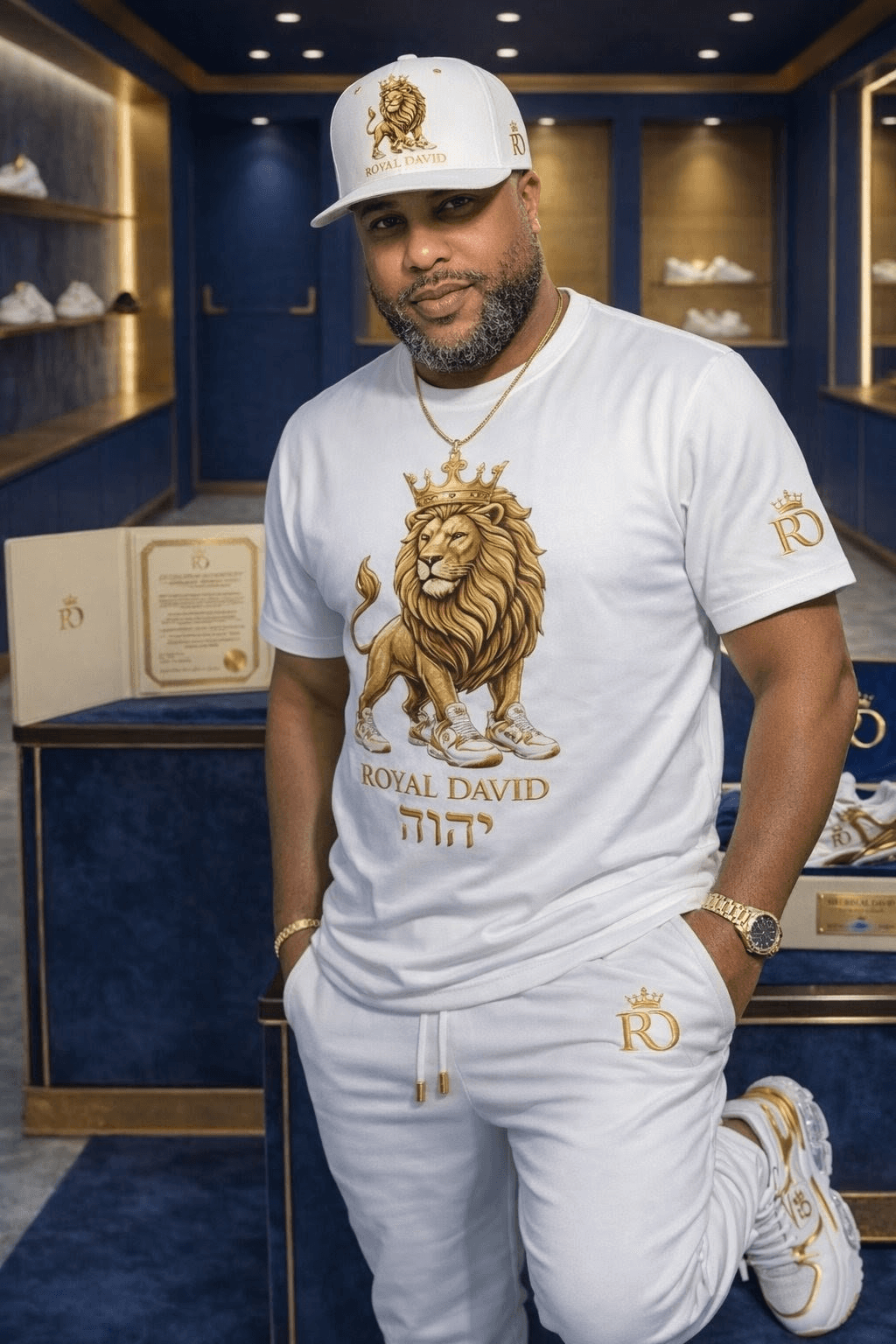 Lion Tee — White & Gold